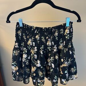 Gab & Kate Floral Black Mini Skirt